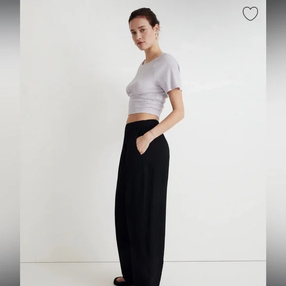 💌Free shipping! Madewell Shirred Crewneck Crop Top - Medium - Dusty Lavender - Picture 4 of 8